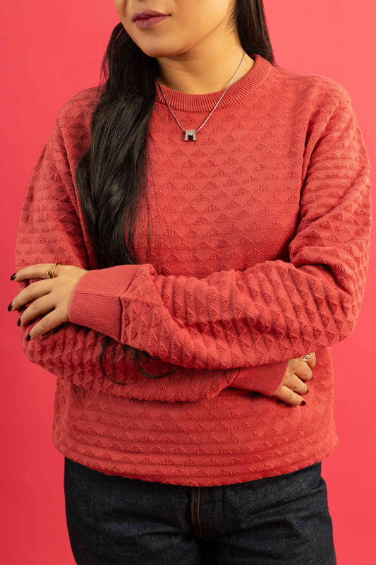 Crimson Knit Sweater for Women